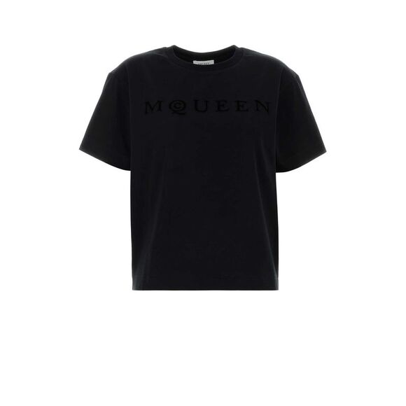 Alexander Mcqueen Women Black Cotton T-Shirt
